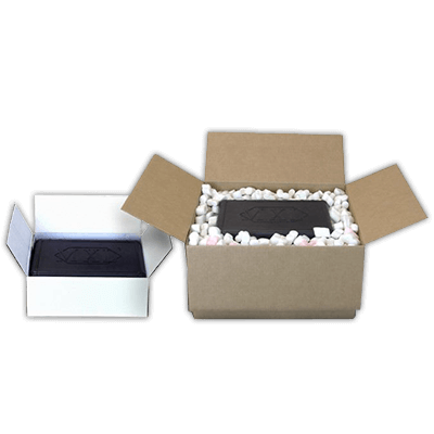 shipping peanuts in a box demonstrating suspension packing